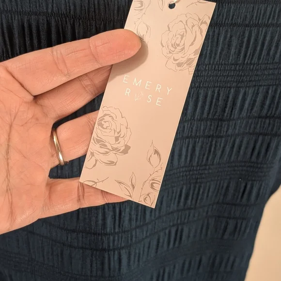 NWT Emery Rose Women's Size Medium Elegant Deep Teal Blue Ruffle Sleeve Top - Picture 5 of 10